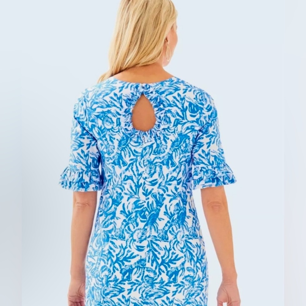 Lilly Pulitzer FIESTA STRETCH DRESS Resort White On A Roll Blue $198 size 4 NWT - Picture 3 of 10